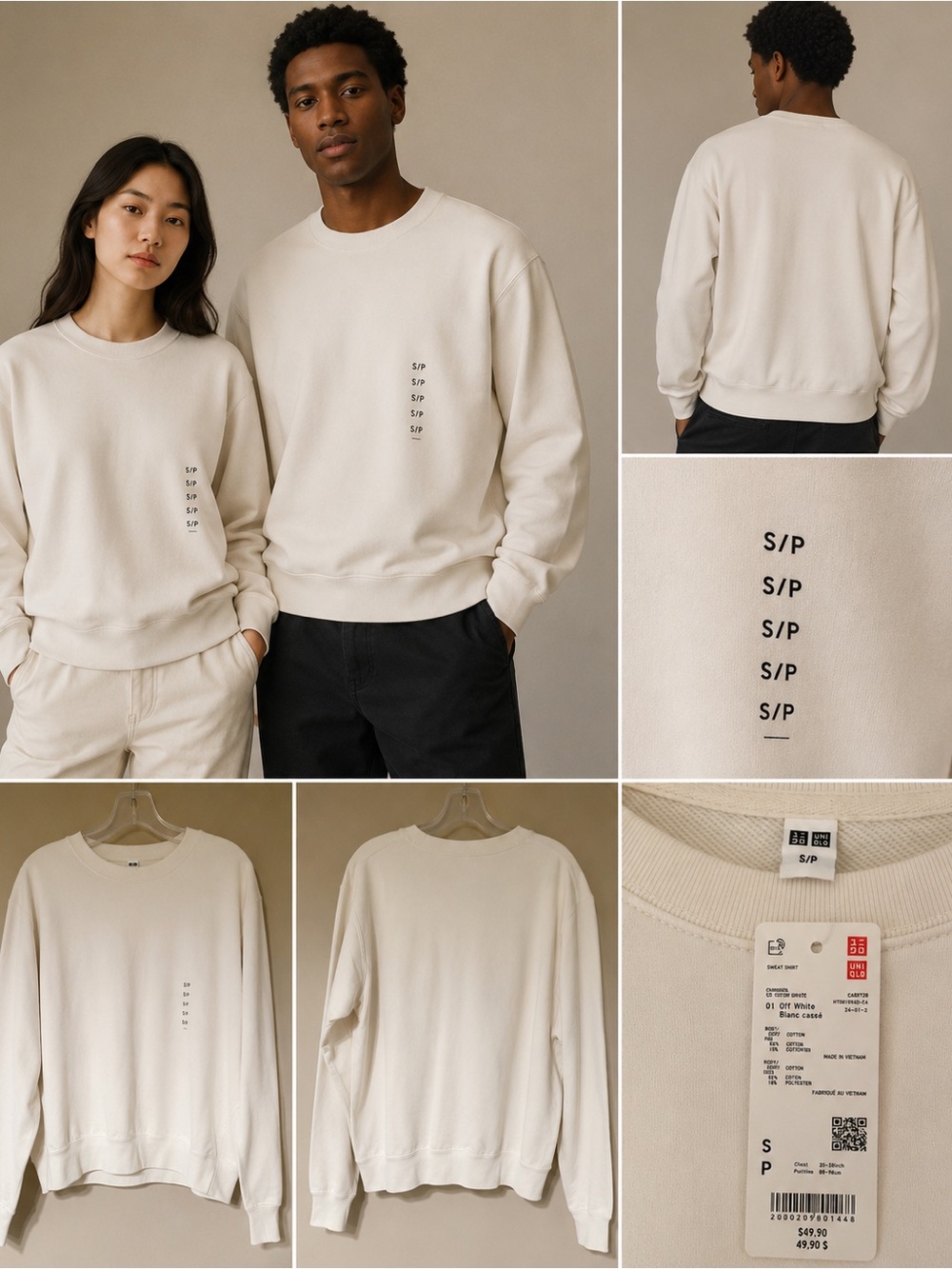 UNIQLO - Unisex Cream Crewneck Sweatshirt